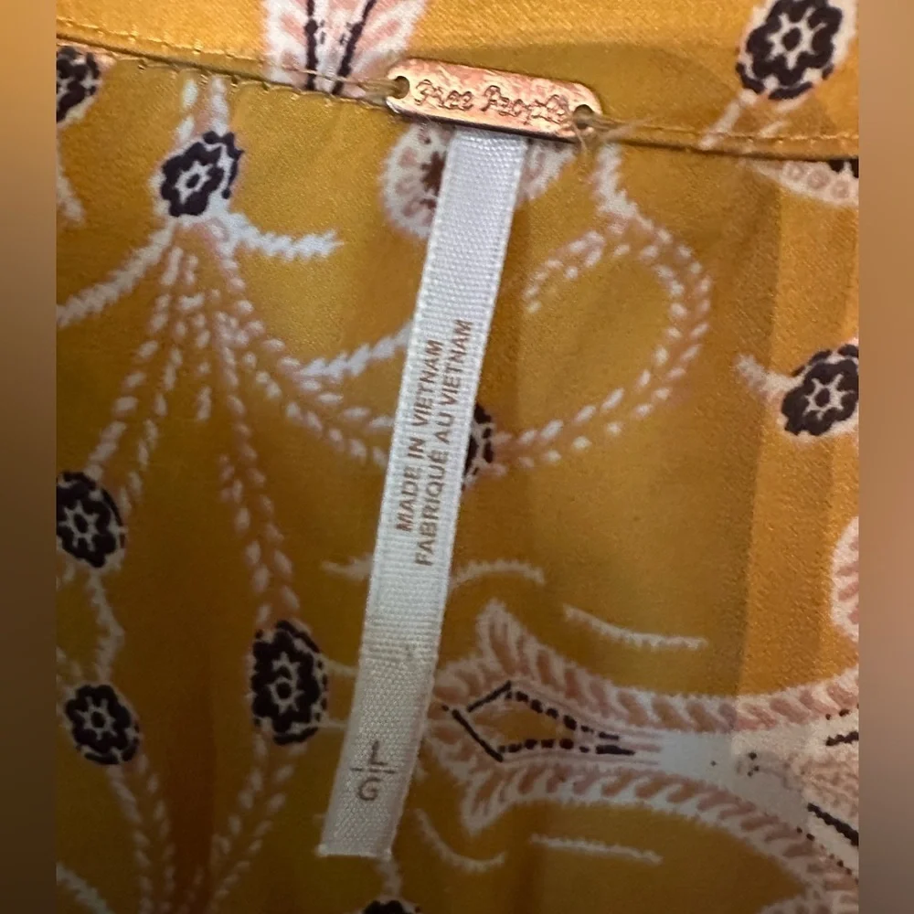 Free People Yellow Paisley Tunic Blouse - Picture 3 of 11